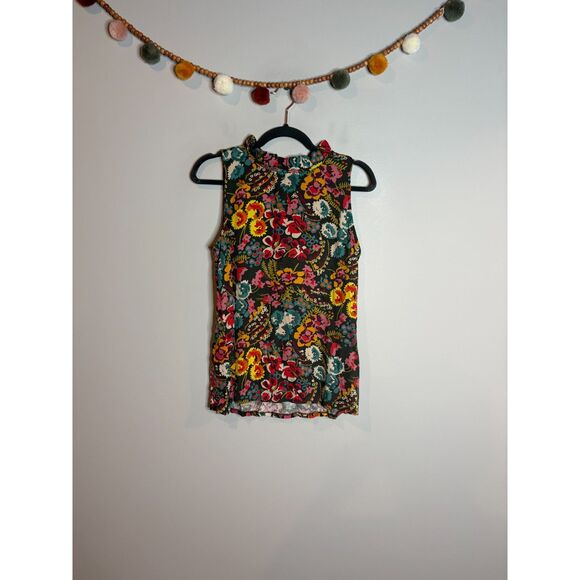 LOFT Tops - Loft floral patterned ruffle neck tank top